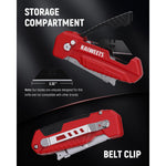 LinkMejor Utility Knife Scraper 2-in-1 Folding Box Cutter Zinc Alloy Body Retractable Design 3 Angle Locking 10pcs SK2 High Carbon Blades Heavy Duty Blade Storage EDC Tool