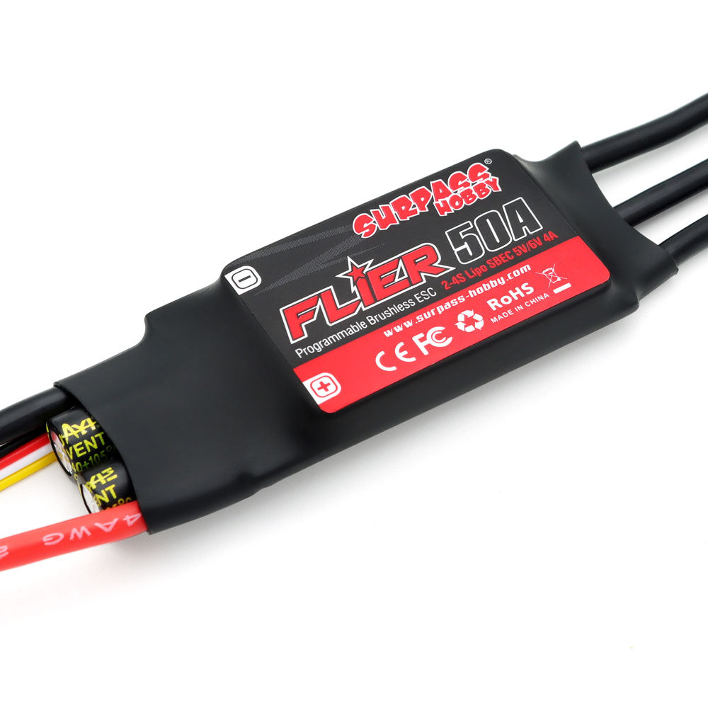LinkMejor FLIER Series New 32-bit 50A Brushless ESC With 5V/6V 4A SBEC 2-4S Support Programming for RC Airplane