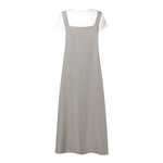 LinkMejor Women Maxi Dress Solid Color Wide Halter Dress Comftable Workwear Wide Straps Long Dress Plus Size