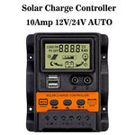 Solar Charge Controller 12V/24V Auto 100A PWM Photovoltaic Regulator Dual USB Output LCD Display Lead-Acid Lithium Batteries
