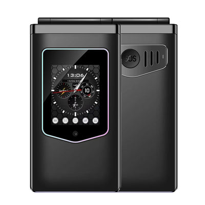 LinkMejor T8 Mini 2.8-inch Dual SIM Dual Standby 1500mAh FM Big Button SOS Key Type-C Rechargeable Flip Design 4G Mobile Phone with 1.77-inch External Color HD Screen