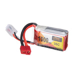 LinkMejor Power 7.4V 1000mAh 35C 2S LiPo Battery T Deans Plug for RC Drone
