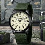 LinkMejor Simple Calendar Sports Waterproof Quartz Watch Comfortable Nylon Strap Luminous Pointer Men Watch with Alloy Case