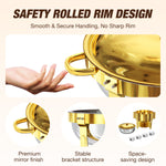 Warmounts Gold Chafing Dishes for Buffet (5QT, 2/4 Pack), Round Stainless Steel Chafer and Warmer Set with Lid Holder, Mirror-polished, Rolled Rim Process (No Finger Cuts), for Catering, Party, Wedding