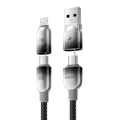 Toocki X118C2 100W USB-A/Type-C to Type-C/iP Cable Fast Charging Data Transmission Tinned Copper Core Line 1.2M Long for iPhone 17 17 Pro Max 16 15 14 for Xiaomi 17pro for Huawei Mate XTs for SAMSUNG for OPPO for VIVO