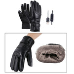 LinkMejor USB Electric Heated Thermostatic Gloves Waterproof PU Touchscreen Heated Gloves Winter Motorcycle Riding Hand Warm Gloves