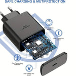 PD45W 1-Port USB PD Charger USB-C Fast Charging Wall Charger Adapter EU Plug US Plug with 1M Type-C to Type-C Cable