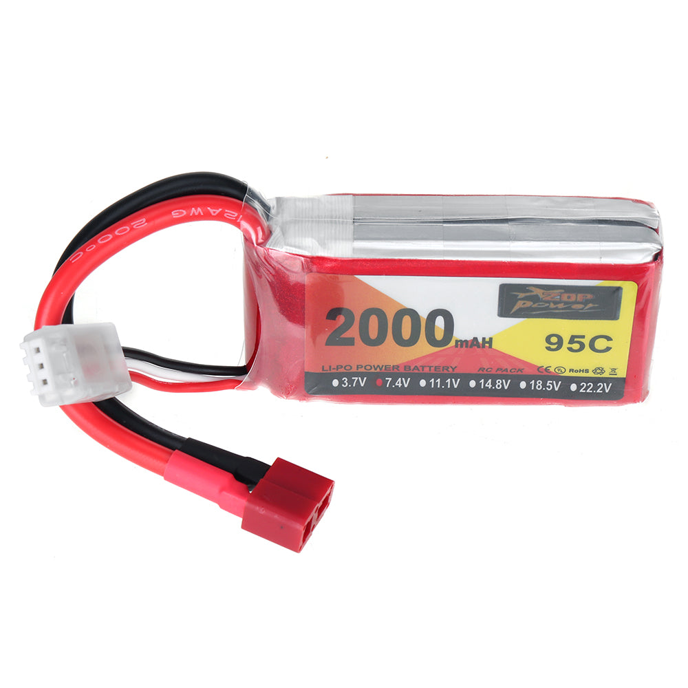 LinkMejor 7.4V 2000mAh 95C 2S LiPo Battery T Deans Plug for HSP RGT 18000 RC Car