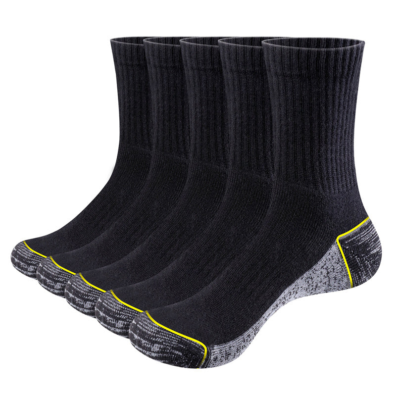 LinkMejor 5 Pairs Men Sports Cotton Socks Athletic Cushioned Hiking Walking Socks Terry Thermal Socks Moisture Wicking Casual Socks Fitness Socks