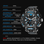 LinkMejor Men Sport Digital Dual Display Watch Multi-function LED Luminous Waterproof Date Week Alarm Wristwatch