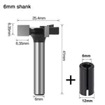 LinkMejor 1/4 Inch 6mm Shank 3 Flutes CNC Spoilboard Surfacing Router Bit Slab Flattening Router Bit Milling Cutter With Adapter 1"/25.4mm Cutting Diameter