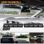 Front/Rear Windshield Interior Emergency Driving Strobe Light Safety Flashing Warning Danger Split Light Strip with Suction Cup for Construction Vehicles Truck