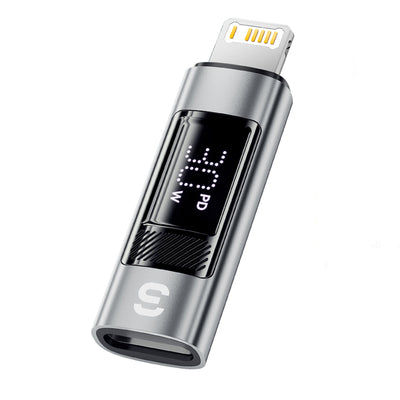 Essager ES-OTG25 30W/60W iP Male to Type-C Female / Type-C Male to iP Female Digital Display Adapter Converter for Phone Tablet for Smart Earbuds