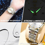 LinkMejor Women Watch Thin Waterproof Luminous Quartz Watch Calendar Analog Stainless Steel Wrist Watch Date Lady Watch