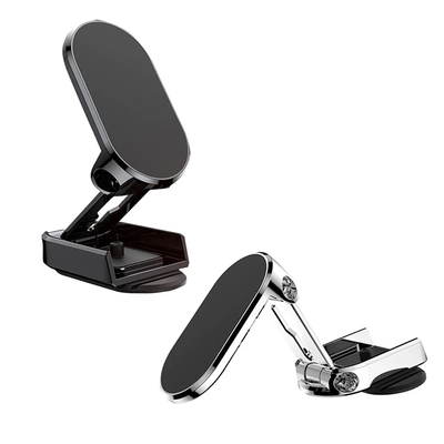 Universal Car Magnetic Mobile Phone Holder Metal Folding Car Mount Magnetic 360° Adjustable Rotating Phone Mount Height Adjustable Positioning Rotating