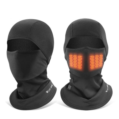 WEST BIKING 65° Electric Heating Cycling Headcover 3 Gears Heated Soft Comfy Windproof Warm Headwear for Riding Skiing Helmet (No Power Bank)