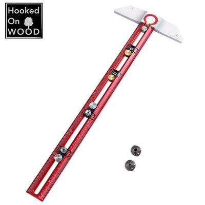 LinkMejor Hooked On Wood MT-2465 PRO Scriber Marking T Square Ruler Aluminum Alloy Hole Positioning Marking Gauge
