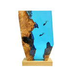 LinkMejor The Underwater World Creative Resin Night Light Wooden Base Desktop Ornament