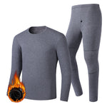 LinkMejor HD-02G Electric Heated Top Pant Set Fleece 3 Zones Heating Lined Thermal Long Sleeves Trousers Men USB Chargeable Heated Suit