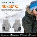 LinkMejor 1Pair Winter Half-finger USB Electric Heated Gloves Double-sided Heating Flip-top Gloves for Winter Outdoor Skiing