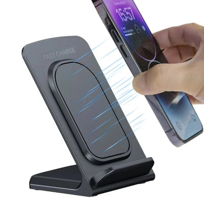 15W Desktop Vertical Wirelss Charger Fast Wireless Charging Holder Stand for iPhone 17 17Pro 16 Pro Max 15 14 13 for Xiaomi 17pro for Samsung Galaxy S25 Ultra for Huawei Mate XTs