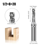 1/2 Inch 12.7mm Shank Tungsten Mortising Carbide Router Bit 2 Flutes/3 Flutes TCT Straight Router Bit Straight Flute End Milling Cutter 6-8mm Cutting Diameter 20-22mm Cutting Length