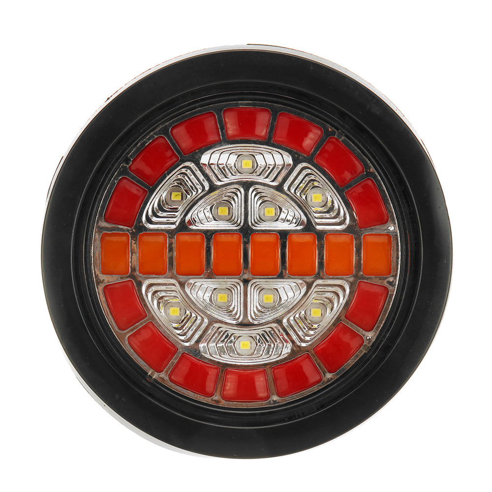 Rear Round Hamburger Led Tail Stop Lights Turn Signal Reverse Slim Lamp 12-24V