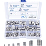 200Pcs 304 Stainless Steel Wire Thread Inserts Assortment Kit M3 M4 M5 M6 M8 M10 M12 Helical Coiled Metric Thread Repair Insert Set