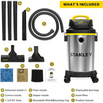 [USA Direct]SL18129 For STANLEY Wet/Dry Vacuum 4 Gallon 4 Peak HP Stainless Steel Tank Powerful Suction Portable Shop Vacuum with Accessories