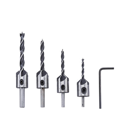 4pcs 3mm-6mm HSS Countersink Drill Bit Set Reamer Woodworking Chamfer Drill Counterbore Pliot Hole Cutter Screw Hole Drill