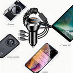 Car Charger 120W Fast Car USB Charger with Built-in Cable Digital Display Car Accessories Power Adapter for iPhone 15 14 13 Pro Max Galaxy S23 S22 Huawei P60