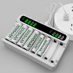LinkMejor Screen Intelligent Battery Charger 8-Slot Type-C Fast Charge AA /AAA 1.2V NiMH Rechargeable Batteries Efficient Charging Battery Storage Box Smart Display