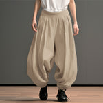 LinkMejor Mens Trendy Wide Leg Pants Solid Color Casual Loose Foots-binding Pants Plus Size, Spring Fall, S-5XL