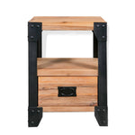 Bed Frame with 2 Nightstands Solid Acacia Wood Steel 76"x79.9"