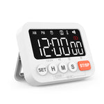 LinkMejor Digital Display Alarm Clock Timer Clock Timer Kitchen Baking Countdown Timer Time Reminder with 4 Brightness Levels Adjustment