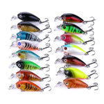 LinkMejor 15PCS 4.5cm 4g Luya Black Bass Fishing Lures 3D Metal Eyes Steel Hook Wobbler Bait for Rock Fishing