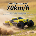 YH Toys YH18001 PRO RTR 1/18 2.4G 4WD 70km/h Brushless RC Car High Speed Pickup Off-Road Monster Truck LED Light Remote Control Vehicles Models Metal Diff Drive Shaft Toys