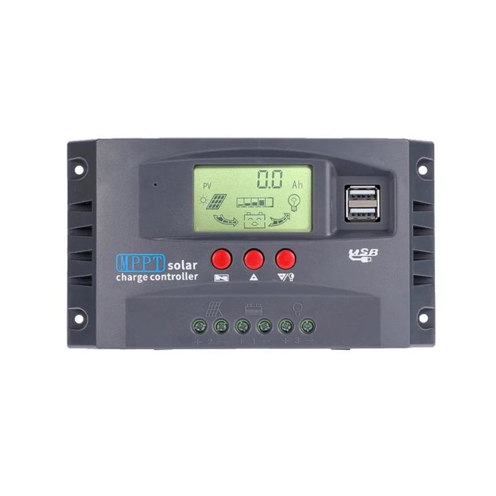 10-100A Solar Charge Controller 12V/24V Automatic Identification Recharger LCD Display Solar Regulator Dual-USB Solar Recharge Controller