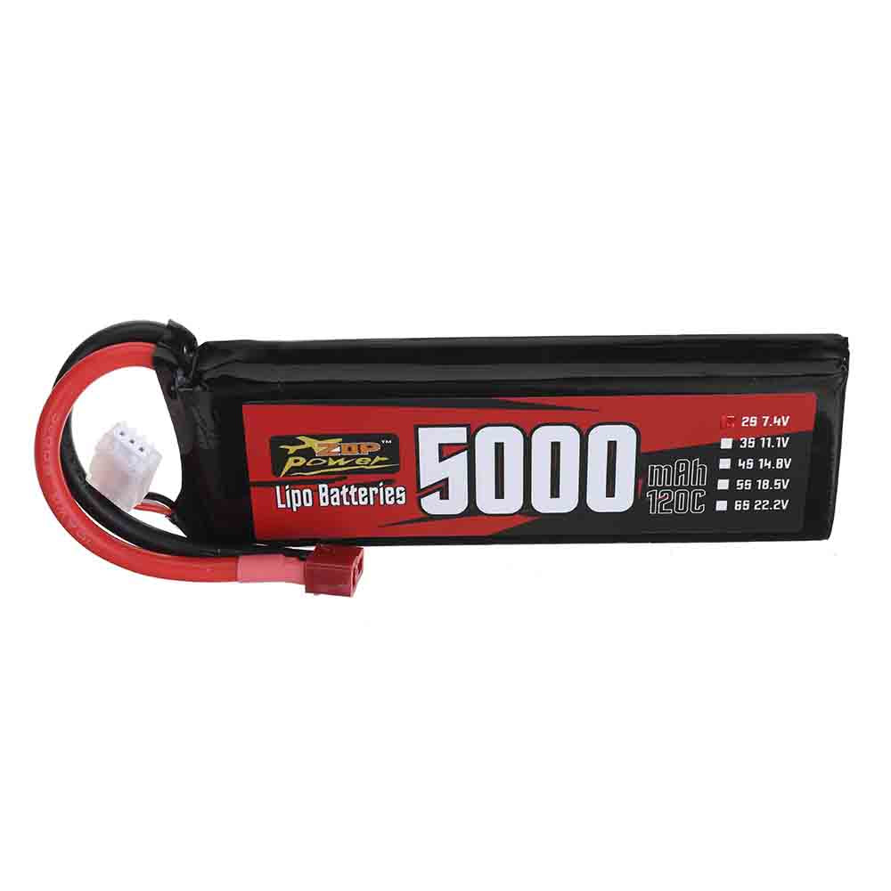 LinkMejor Power 7.4V 5000mAh 120C 2S LiPo Battery T Plug for RC Car