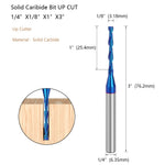 LinkMejor 6.35mm 1/4" Shank Solid Carbide Bit Up Cut Flush Trim Bit Down Cutter Compression Flush Trim Bit Router Bit Nano Blue Coated