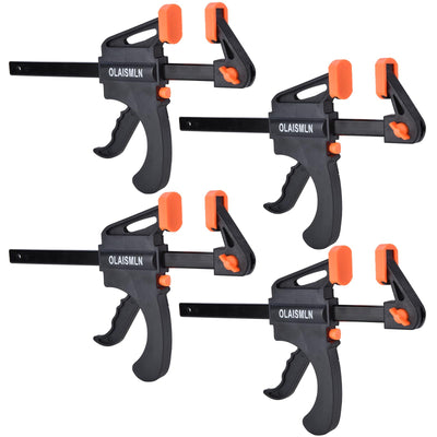 4PCS F-Bar Clamp Woodworking Clamp 4Inch Bar F Clamps Clip Wood Carpenter Tool Grip Quick Ratchet Release Squeeze Woodworking DIY Hand Tool Kit
