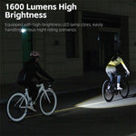 WEST BIKING 1600LM Wireless Remote Control Bicycle Headlights Type-C Charging IPX4 Waterproof Anti-glare Bike Front Light for MTB