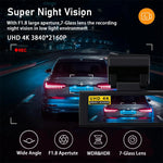 LinkMejor 4K Dash Cam Dual Lens 3840x2160P AI Driver Assistance ADAS GPS WiFi Wide Angle Night Vision Car DVR Camera