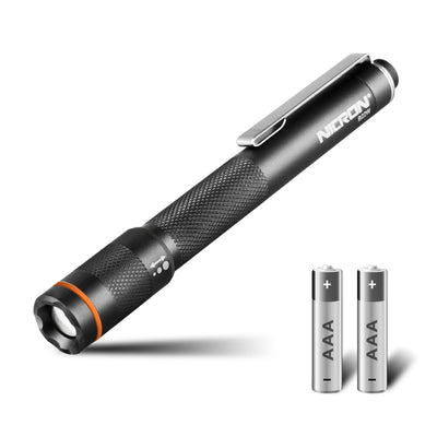 LinkMejor B22W LED Pocket Pen Light 120 Lumens Portable Zoomable Flashlight with Clip for Inspection Outdoor Camping Flashlight  2pcs AAA Penlight
