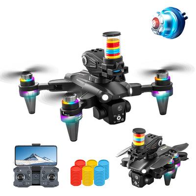LinkMejor K22 MAX One-Key Launch Flying Disk WiFi FPV with HD Dual Camera Servo Gimbal Colorful LED Light Brushless Foldable RC Drone Quadcopter RTF