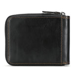 LinkMejor Genuine Leather Zippered Men's Wallet Cowhide RFID-blocking Multi Card Slots Coin Money Purse
