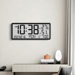 Large LCD Digital Wall Clock Temperature Humidity Display Alarm Clock Hanging/Desktop Digital Clock Plugged in Electronic Desktop Clock for Home and Offices
