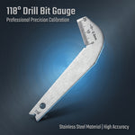 118° Drill Bit Angle Gauge Stainless Steel Drill Point Sharpening Gauge 0-20Mm for Machinist 0.5mm Sharpener Measuring Tool