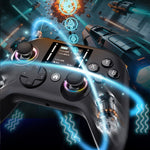 CX-268 Wireless Gaming Controller with Smart Interactive Display Hall Joystick and Hall Trigger RGB Lighting Vibration&Turbo Function Programmable Back Buttons 1000mAh Battery Gamepad for PS4 Switch PC Android iOS