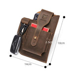 LinkMejor Genuine Leather Waist Bag for Men Belt Bag Packs 7inch Cell Phone Purse Waist Bag Wear Buckle Retro Belt Pack